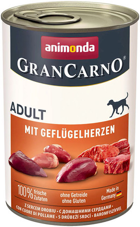 ANIMONDA Grancarno ADULT Wieprzowina Serca Drobiowe 400g