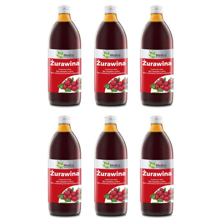 Zestaw 6x EkaMedica Żurawina 1l