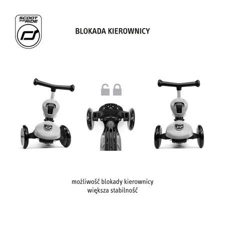 SCOOTANDRIDE Highwaykick 1 Lifestyle 2w1 Jeździk i hulajnoga z zamykanym schowkiem 1-5 lat Brown Lines