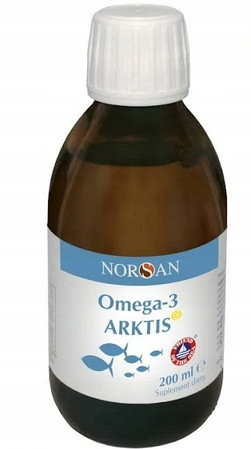 Zestaw Norsan: 1x Omega-3 ARKTIS naturalny olej z dorsza kwasy EPA i DHA 200 ml smak cytrynowy i 1x Omega-3 TOTAL olej rybny kwasy tłuszczowe 200 ml smak naturalny