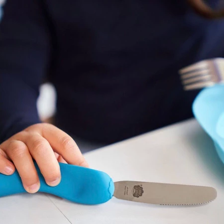 Nana's Manners, ETAP 3, Sztućce do samodzielnego jedzenia, widelec i nóż, morski niebieski, 3-9 lat