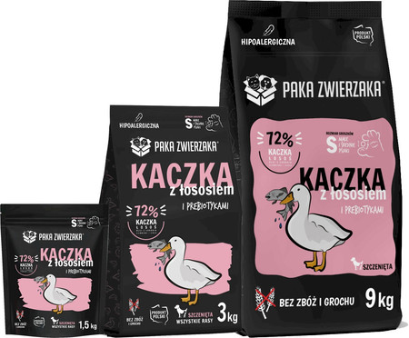 PAKA ZWIERZAKA Kaczka z Łososiem S dla szczeniąt 3kg