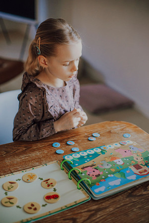 Janod Książeczka z zadaniami Busy Book Farma 3+ (wersja polska)