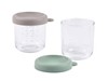 BEABA Zestaw pojemników słoiczków szklanych z zamknięciem 2 x 250 ml Sage green/Gazelle