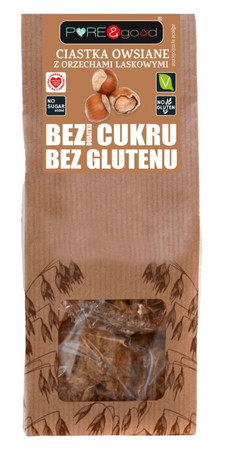 Pure & Good Ciastka owsiane z orzechami laskowymi bezglutenowe bez cukru 150g