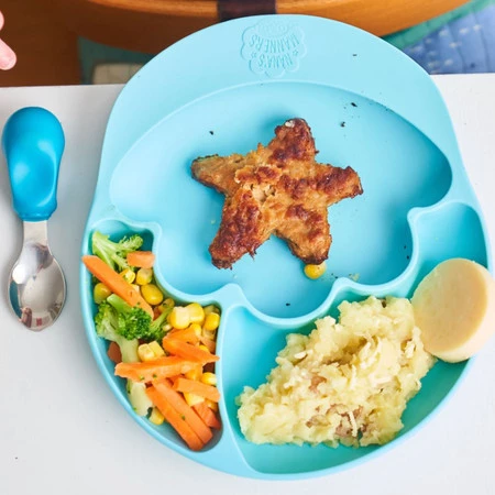 Nana's Manners, ETAP 2, Talerz silikonowy trójdzielny z przyssawką, niebieski