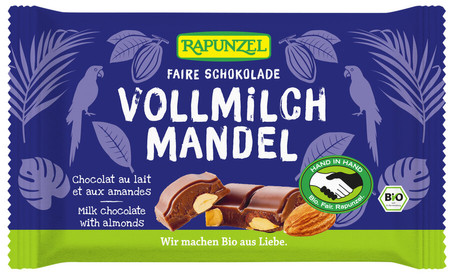 CZEKOLADA MLECZNA Z MIGDAŁAMI BIO 100 g - RAPUNZEL