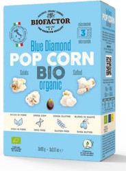 Biofactor Popcorn niebieski z solą do mikrofalówki BEZGL. BIO 3 x 90 g