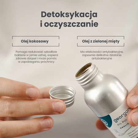 Georganics, Olej do płukania jamy ustnej, z naturalnym składem, do codziennej pielęgnacji, smak zielonej mięty, 100 ml