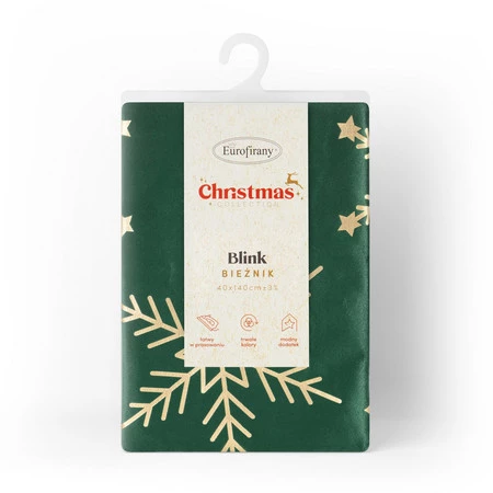 Bieżnik świąteczny w gwiazdki, rozm.: 40 x140 cm, kolor zielony