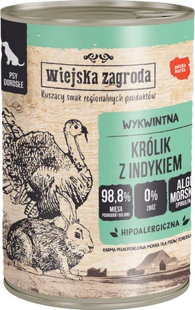 WIEJSKA ZAGRODA Królik z Indykiem bez zbóż 400g