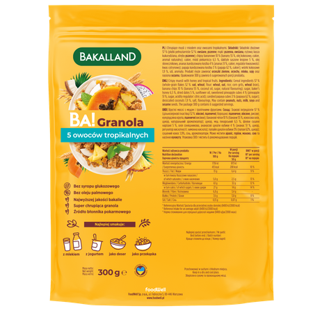 Bakalland BA! Granola 5 owoców tropikalnych 300g pełnoziarnista
