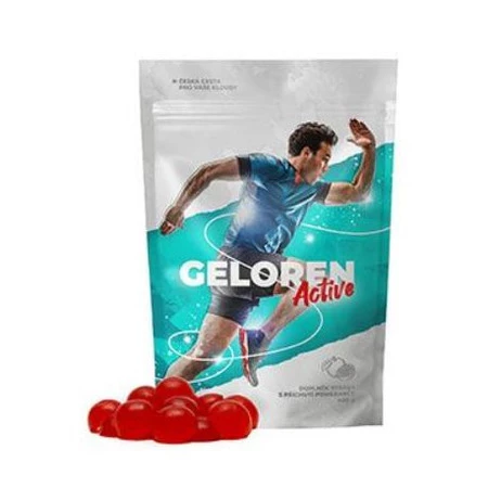 Geloren Active 400g - Żelki dla ludzi na stawy z kolagenem i witaminą C, pomarańczowe, 90 szt.