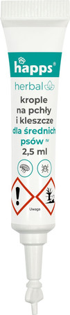 HAPPS Herbal - krople na pchły i kleszcze dla średnich psów 10 - 20kg