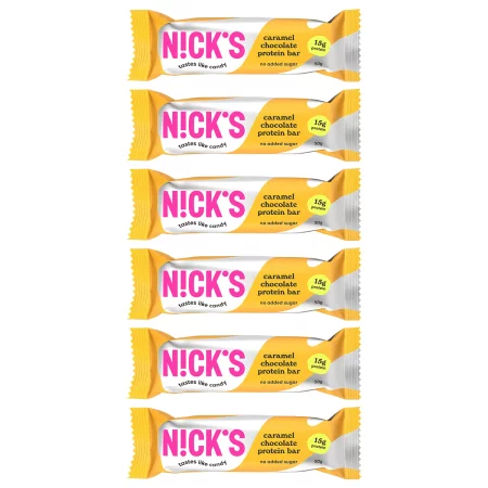 Zestaw 6x N!CK'S Nicks Caramel Chocolate Protein Bar Baton proteinowy o smaku karmelu 50g