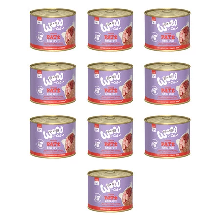 Zestaw 10x WOW CAT Rind Pute - wołowina z indykiem dla dorosłych kotów (200g)
