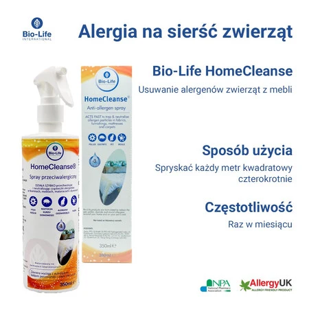 Bio-Life HomeCleanse, Antyalergiczny spray do obić i tkanin, 350 ml