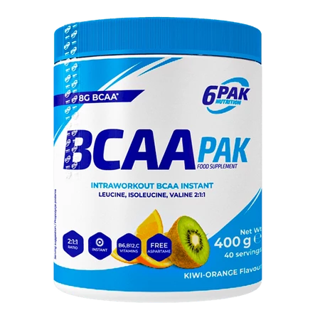 6PAK BCAA PAK 400g JAR ORANGE-KIWI