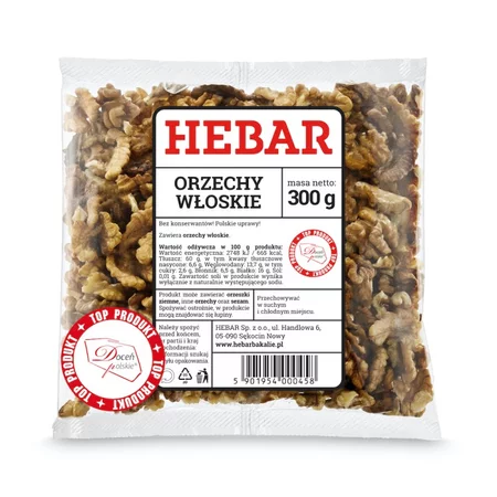 Hebar Orzechy włoskie łuskane 300 g