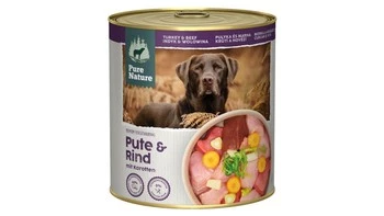 Zestaw 10x PURE NATURE DOG Pute Rind - indyk i wołowina z marchewką i fenkułem dla dorosłych psów (800g)