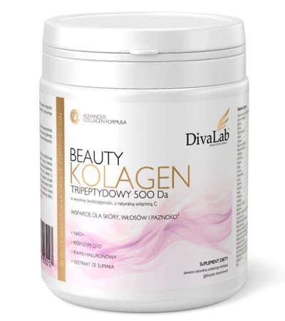 DivaLab Beauty Kolagen Tripeptydy wołowe 500 Da śluz ślimaka NAD+ Q10 250 g