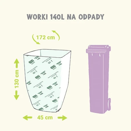 GreenAware, Kompostowalne worki na śmieci 140 L, 3 szt.