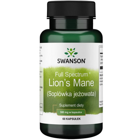 Swanson - Lions Mane Mushroom. Soplówka jeżowata - 500 mg - 60 kaps