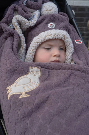 Lodger Dwuwarstwowa zimowa czapeczka z polaru wrzosowa Fleece Mauve 0-3 m