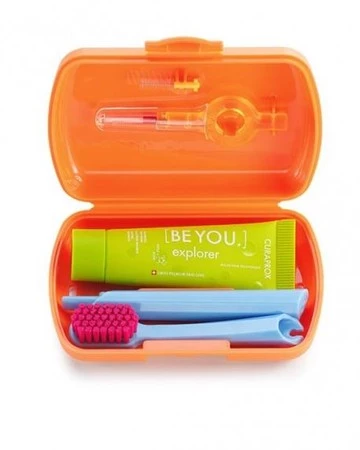 CURAPROX TRAVEL SET POMARAŃCZOWY składana szczoteczka+szcz.międzyzębowe+pasta 10ml BeYou