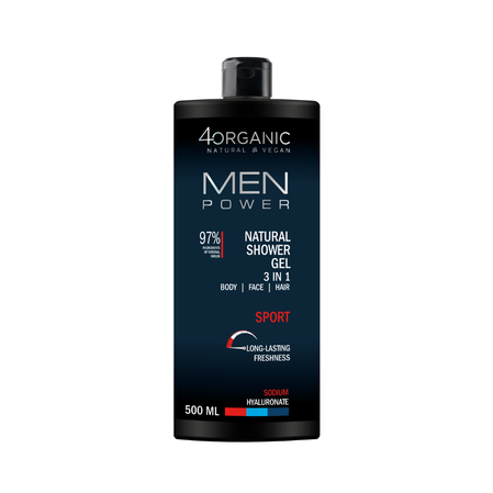 4Organic Naturalny żel pod prysznic 3w1 Men Power Sport 500ml