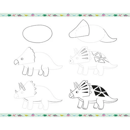 Janod Zestaw kreatywny Rysowanie krok po kroku Dinozaury 20 rysunków 7+