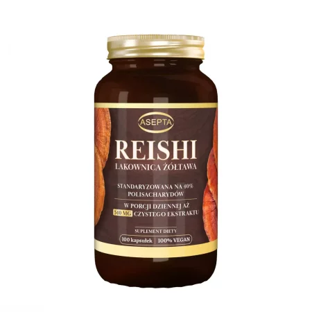 Asepta Reishi standaryzowane na 40% na wsparcie odporności 100 kaps.