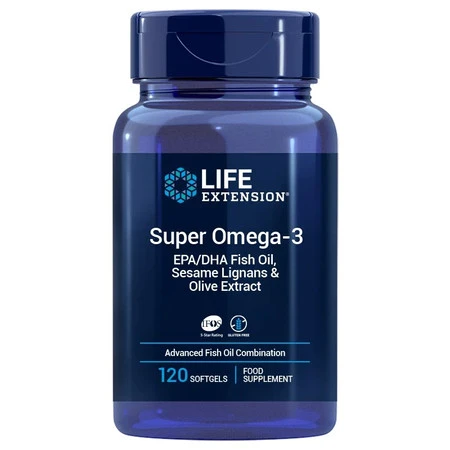LIFE EXTENSION Super Omega-3 EPA/DHA z Lignanami Sezamowymi i Ekstraktem z Oliwek (120 kaps. miękkich)