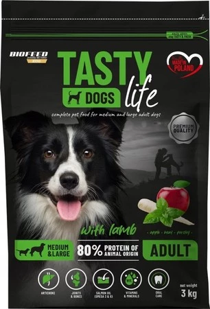 Tasty Dogs Life Karma dla psa z jagnięciną 3 kg, średnie i duże rasy