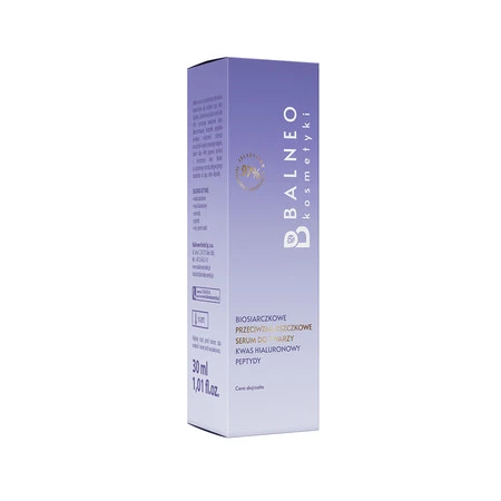 Balneokosmetyki - Biosiarczkowe przeciwzmarszczkowe serum do twarzy kwas hialuronowy 1,5% peptydy 30ml