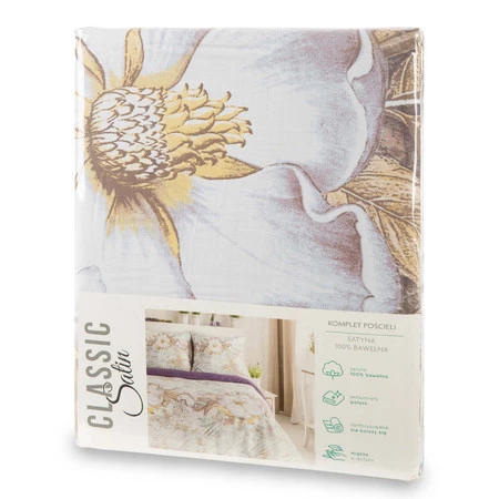 Komplet pościeli satynowej Spring 26, 160 x 200 cm, Jasnokremowy