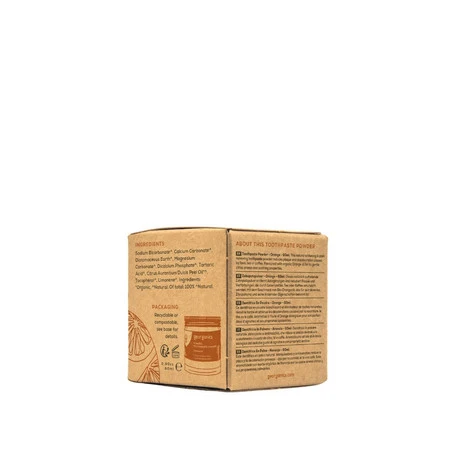 Georganics, Mineralny proszek do mycia zębów z naturalnym składem, do codziennej pielęgnacji, smak pomarańczowy, 60 ml
