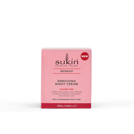 Sukin, ROSEHIP, Wzbogacający krem do twarzy na noc, 120 ml