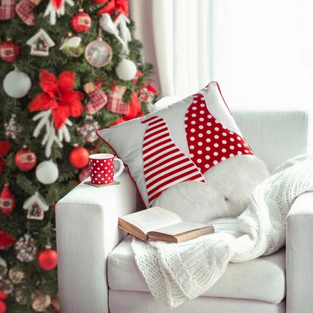 świąteczna poszewka dekoracyjna z aplikacją szerokość: 45 cm, długość: 45 cm, kolor: biały