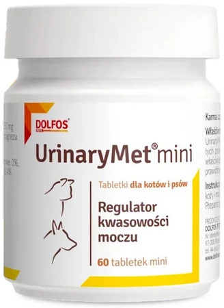 DOLFOS UrinaryMet Mini Regulator kwasowości moczu dla psów i kotów 60szt