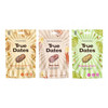 Zestaw smaków: 1x True Dates Creamy Peanut Butter daktyle o smaku kremu orzechowego 100g, 1x True Dates Sour Cola daktyle o smaku coli 100g i 1x True Dates Pistachio Cream daktyle o smaku kremu pistacjowego 100g