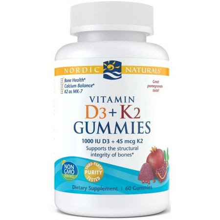 Nordic Naturals Vitamin D3 + K2 Gummies 60 żelek smak granat