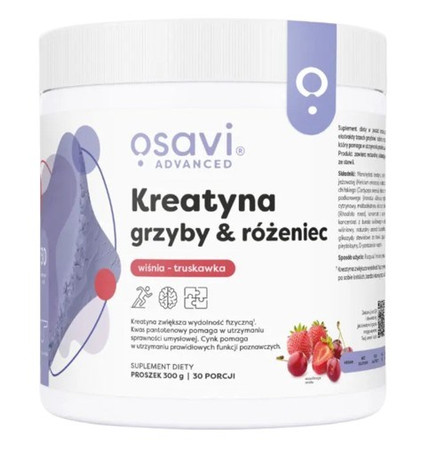 Osavi Kreatyna Grzyby & Różeniec monohydrat  300 g smak wiśnia - truskawka