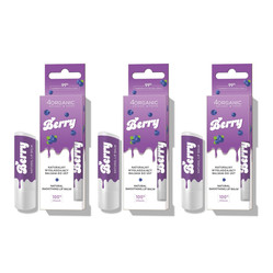Zestaw: 3x 4Organic  Naturalny wygładzający balsam do ust Berry  5g