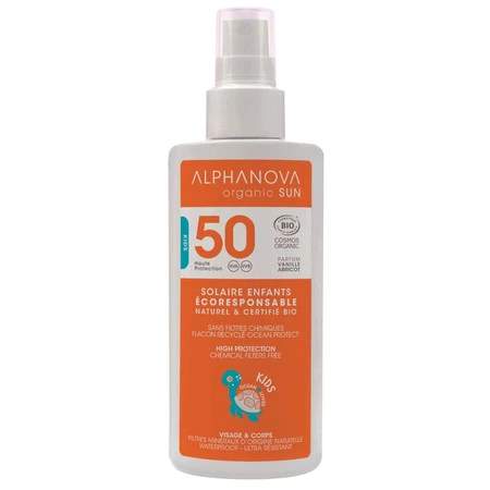 Alphanova Sun KIDS, Bio Spray Przeciwsłoneczny, filtr 50, 125g