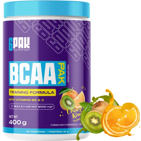 6PAK BCAA PAK Aminokwasy 400 g smak pomarańcza - kiwi