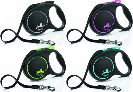 FLEXI BLACK Design Smycz taśmowa S / 5m czarna