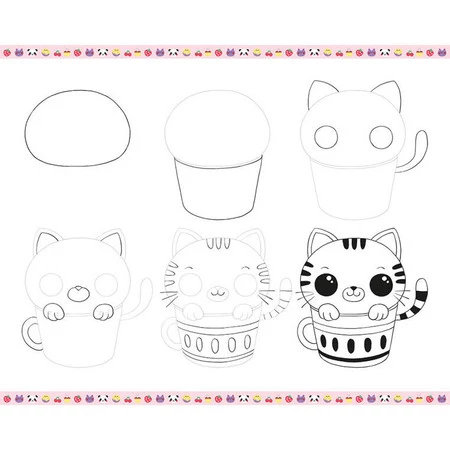 Janod Zestaw kreatywny Rysowanie krok po kroku Modele kawaii 20 rysunków 7+