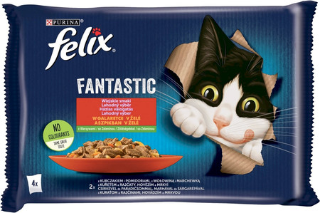 PURINA FELIX FANTASTIC Smaki Wiejskie z warzywami 4x85g