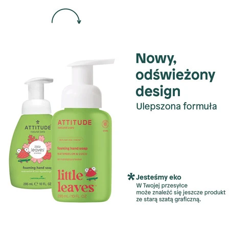 Attitude SUPER LEAVES™, Mydło w piance do rąk dla dzieci o zapachu arbuza i kokosa, 295 ml